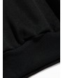 Contrast Tape Sleeve Kangaroo Pocket Fleece Hoodie - Black L
