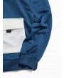 Letter Print Flap Pocket Spliced Pullover Hoodie - Silk Blue S