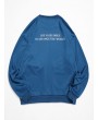 Letter Graphic Print Flap Pocket Crew Neck Sweatshirt - Silk Blue S