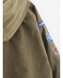 Letter Embroidery Applique Raglan SleeveHooded Jacket - Fern Green M