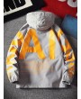 AI Letter Graphic Flap Pocket Raglan Sleeve Hooded Jacket - Gray L