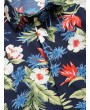 Tropical Plant Flower Palm Tree Print Hawaii Casual Shirt - Deep Blue L