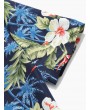 Tropical Plant Flower Palm Tree Print Hawaii Casual Shirt - Deep Blue L