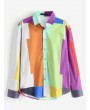  Color Block Button Up Shirt - Multi S