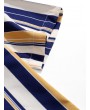 Vertical Striped Drop Shoulder Shirt - Dark Slate Blue M