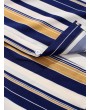 Vertical Striped Drop Shoulder Shirt - Dark Slate Blue M