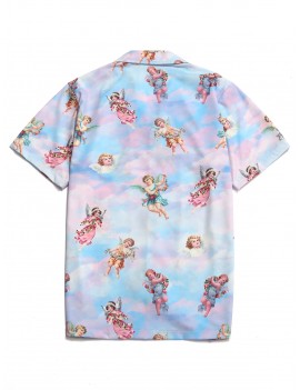 Paradise Floral Angel Print Beach Shirt - Multi M