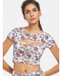 Floral Cut Out Sports Tee - White S