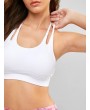 Perforated Dual Strap Padded Yoga Gym Bra - White S