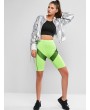Neon Stitching Mesh Insert Biker Shorts - Green L