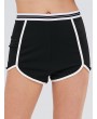  Striped Contrast Piping Sports Shorts - Black M