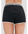  Striped Contrast Piping Sports Shorts - Black M