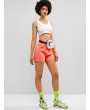 Neon Elastic Waist Gym Shorts - Orange L