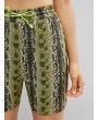  Snakeskin Animal Print Drawstring Shorts - Multi L