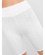 Textured Scrunch Butt Solid Biker Shorts - Milk White L