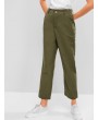 High Waist Solid Straight Pants - Fern Green S