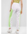 Embroidered Patched Neon Mesh Panel Jogger Pants - White S