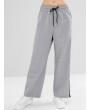  Striped Zipper Loose Pants - Gray Cloud L