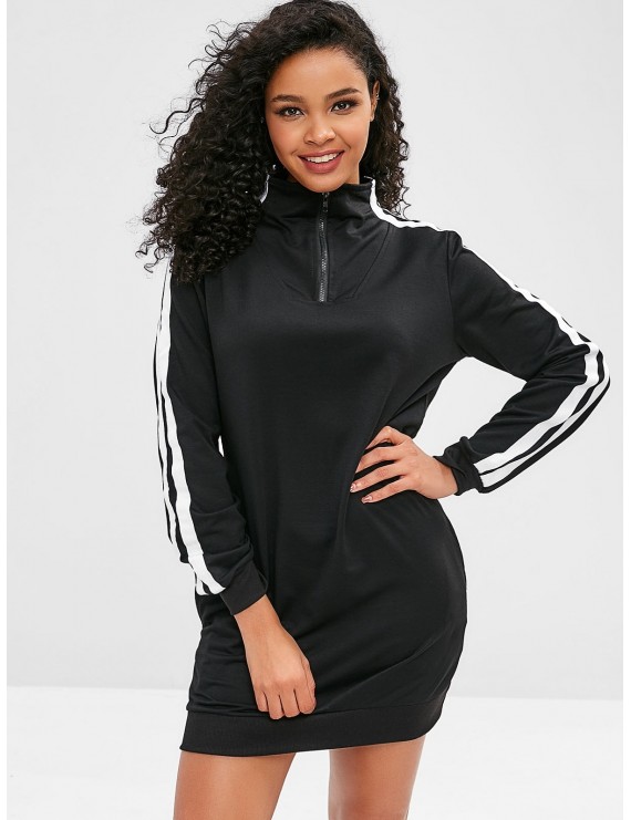 Pullover Sweatshirt Dress - Black S