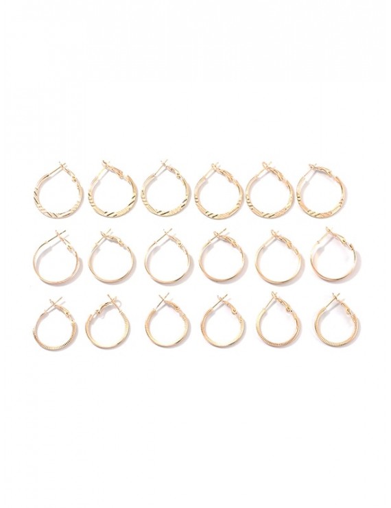 9 Piece Small Hoop Earrings Set - Gold