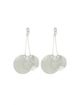 Round Disc Design Alloy Earrings - Silver