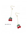 Full Rhinestone Cherry Long Drop Earrings - Lava Red