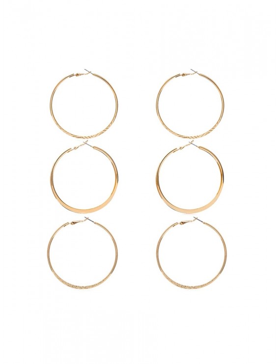Asymmetric Hoop Earring Set - Gold