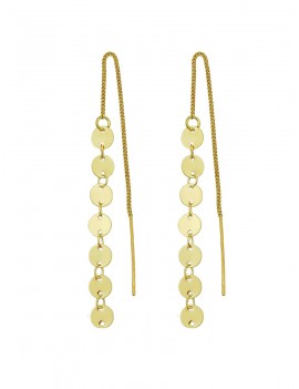 Round Disc Decoration Dangle Earrings - Gold