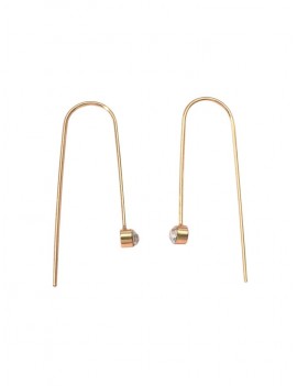 Tiny Rhinestone Ear Through Earrings - Gold
