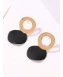 Alloy Circle Stud Drop Earrings - Black