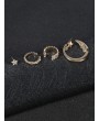 4Pcs Moon Star Rhinestone Earrings Set - Gold