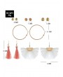 6Pairs Tassel Button Earrings Set - Multi-b