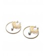Hollowed Round Statement Dangle Earrings - Gold