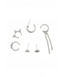 6Pcs Rhinestone Decorate Earrings - Silver