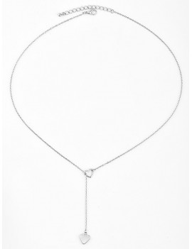 Heart Shape Hollow Lariat Necklace - Silver