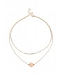 Layered Artificial Pearl Disc Chain Necklace - Gold 42+46+7