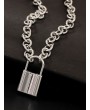 Lock Pendant Link Chain Necklace - Silver