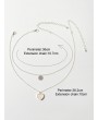 2Pcs Round Heart Pendant Necklace Set - Silver
