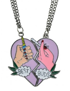 2Pcs Heart Shape Friendship Necklace Set - Multi