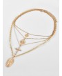 Multi-layer Chain Cross Disc Pendant Necklace - Gold