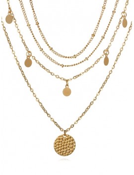 Layered Disc Chain Necklace - Gold