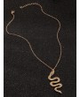Rhinestone Snake Pendant Chain Necklace - Gold