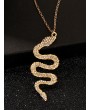 Rhinestone Snake Pendant Chain Necklace - Gold