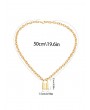 Pendant Link Chain Lock Necklace - Gold