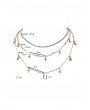 Full Rhinestone Star Moon Layered Chain Necklace - Gold
