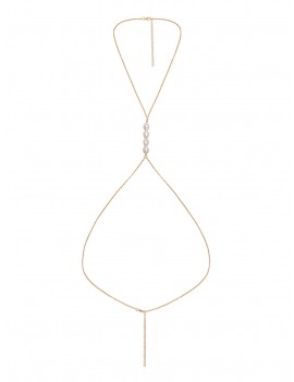 Stylish Pearl Decorate Alloy Body Chain - Gold