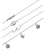 4PCS Shell Starfish Beads Chain Anklets - Silver