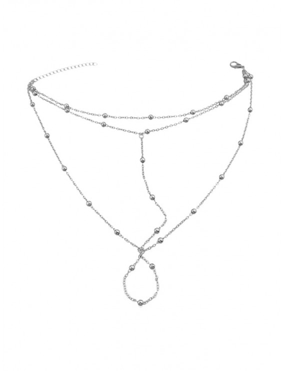 Beach Bead Decoration Chain Anklet - Silver