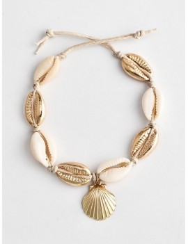 Beach Shell Rope Anklet - Gold