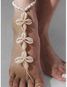 Beach Natural Shell Toe Ring Anklet - White